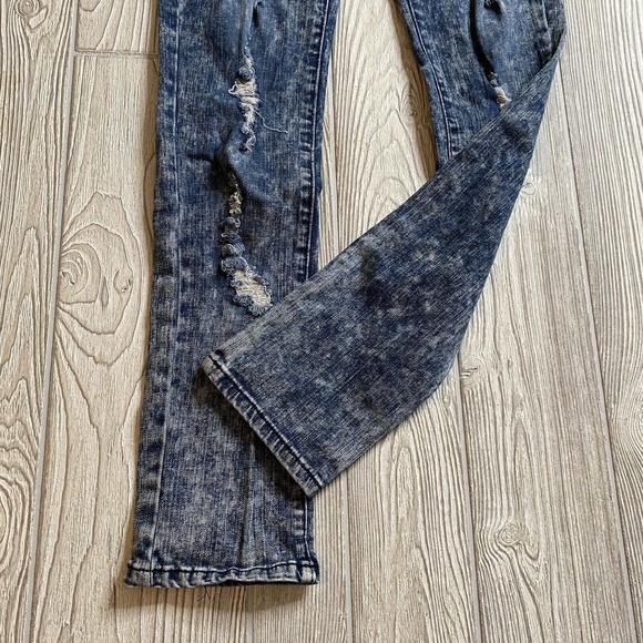 JCJQ Denim Skinny Overalls Womens L 30x30 Stonewash Stretch Torn Distressed - Picture 5 of 12